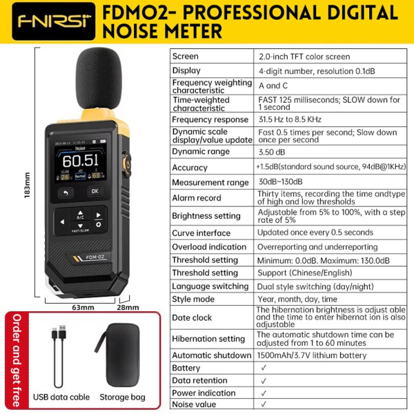 Фото - FNIRSI FDM02 цифровий шумомір/звукометр