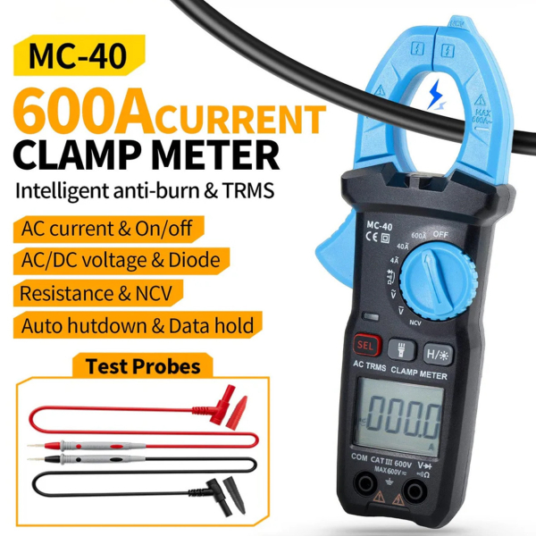 Фото - FNIRSI MC-40 струмові (токові) кліщі / мультметр, 600V 600A AC/DC, True RMS