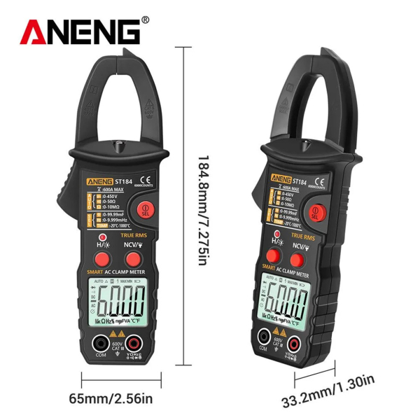Фото - Струмові (токові) кліщі Aneng ST184 450V AC/DC Voltage, 600A AC Current, NCV, мультиметр, LCD з підсвіткою, True RMS