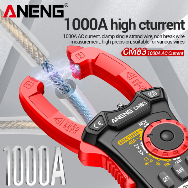 Фото - Струмові (токові) кліщі Aneng CM83 600V AC/DC Voltage, 1000A AC Current, NCV, мультиметр, LCD з підсвіткою