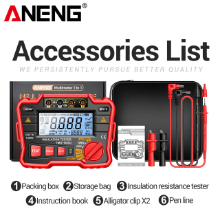 Фото - Тестер опору ізоляції Aneng MH16 750V AC/ 1000V DC Voltage, тест 500-2500V / 1МОм - 50ГОм, опір 0Ом - 50ГОм, LCD