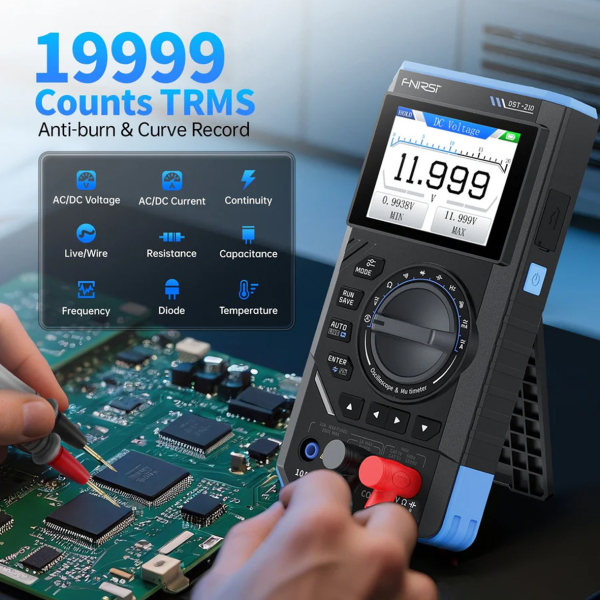 Фото - FNIRSI DST-210, цифровий мультиметр / портативний осцилограф 10 МГц / генератор сигналів / 19999 Count Smart професійний тестер TR