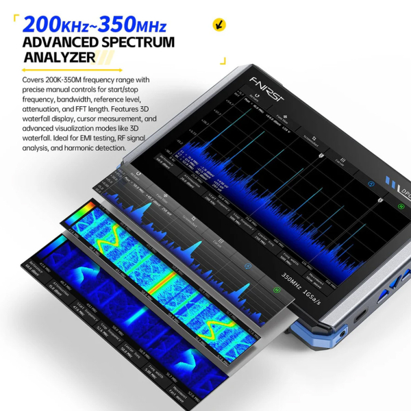 Фото - FNIRSI DPOS350P 4-в-1, 2 щупи, 350MHz*2 планшетний осцилограф / генератор сигналів / аналізатор спектру / аналізатор частотної хар