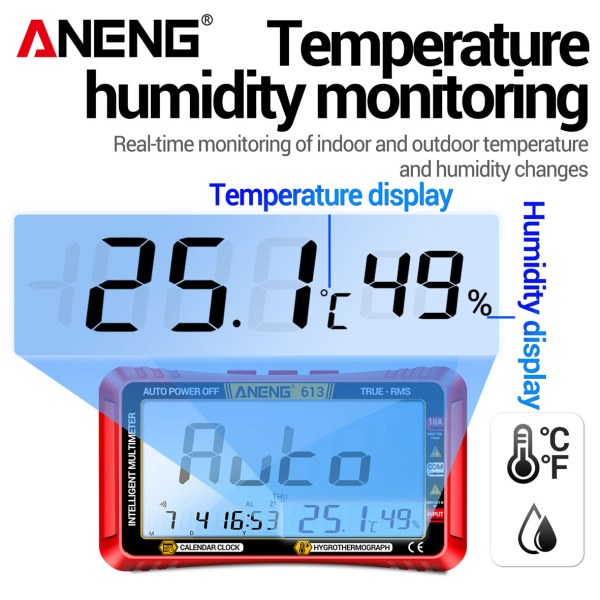 Фото - Мультиметр Aneng 613 600V AC/DC Voltage, 10A AC/DC Current, LCD з підсвіткою, True RMS, Smart