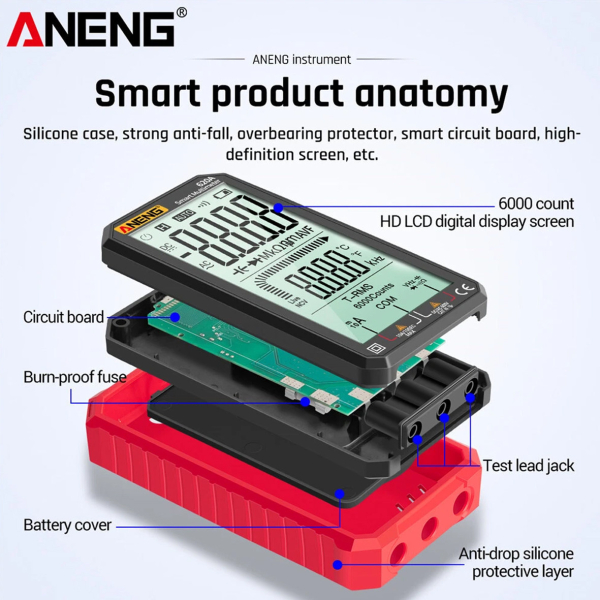 Фото - Мультиметр Aneng 620A 600V AC/DC Voltage, 10A AC/DC Current, NCV, LCD з підсвіткою, True RMS, Smart
