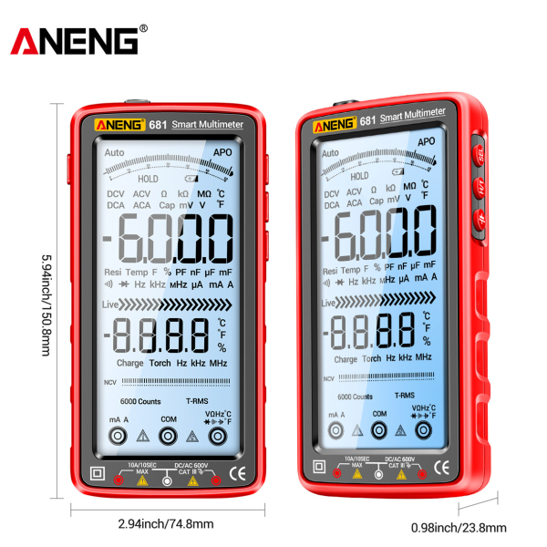 Фото - Мультиметр Aneng 681 750V AC/ 1000V DC Voltage, 10A AC/DC Current, NCV, LCD з підсвіткою, True RMS, Smart