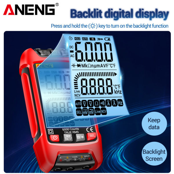 Фото - Мультиметр Aneng SZ01 600V AC/DC Voltage, 10A AC/DC Current, NCV, LCD з підсвіткою, True RMS, Smart