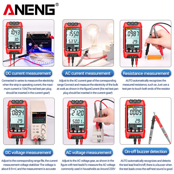 Фото - Мультиметр Aneng SZ01 600V AC/DC Voltage, 10A AC/DC Current, NCV, LCD з підсвіткою, True RMS, Smart
