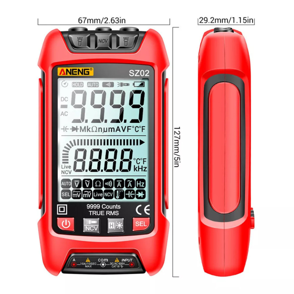 Фото - Мультиметр Aneng SZ02 1000V AC/DC Voltage, 10A AC/DC Current, NCV, LCD з підсвіткою, True RMS, Smart