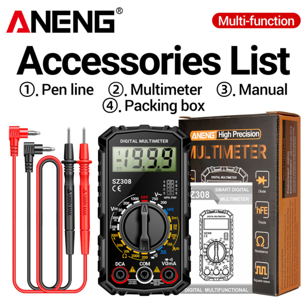 Фото - Мультиметр Aneng SZ308 750V AC/1000V DC Voltage, 10A DC Current, NCV, LCD з підсвіткою