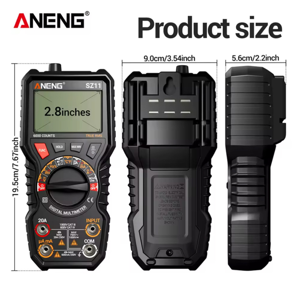 Фото - Мультиметр Aneng SZ11 750V AC/ 1000V DC Voltage, 20A AC/DC Current, NCV, LCD з підсвіткою, True RMS