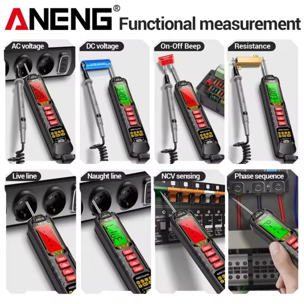 Фото - Мультиметр Aneng A3016 600V AC/DC Voltage, NCV, LCD з підсвіткою, Smart, літієвий акумулятор