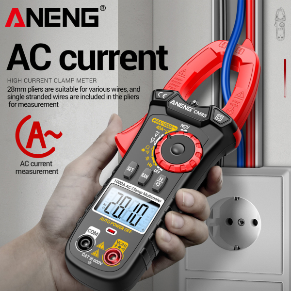 Фото - Струмові (токові) кліщі Aneng CM83 600V AC/DC Voltage, 1000A AC Current, NCV, мультиметр, LCD з підсвіткою