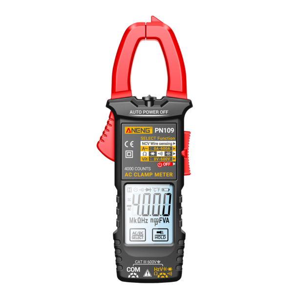 Фото - Струмові (токові) кліщі Aneng PN109 600V AC/DC Voltage, 600A AC Current, NCV, мультиметр, LCD з підсвіткою, 2 батарейки ААА (в ком