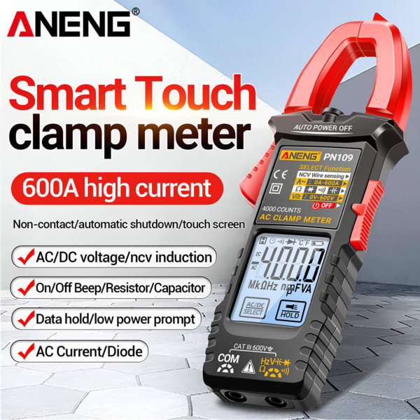 Фото - Струмові (токові) кліщі Aneng PN109 600V AC/DC Voltage, 600A AC Current, NCV, мультиметр, LCD з підсвіткою, 2 батарейки ААА (в ком