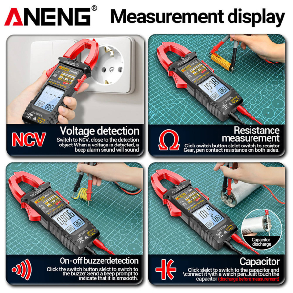 Фото - Струмові (токові) кліщі Aneng PN109 600V AC/DC Voltage, 600A AC Current, NCV, мультиметр, LCD з підсвіткою, 2 батарейки ААА (в ком