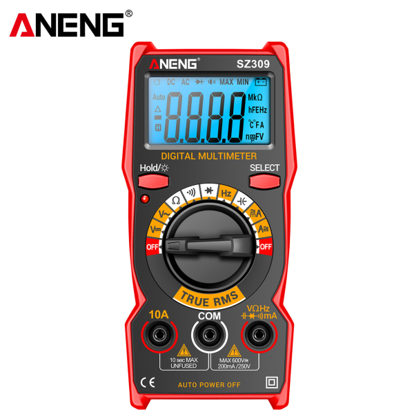 Фото - Мультиметр Aneng SZ309 600V AC/DC Voltage, 10A AC/DC Current, LCD з підсвіткою, TRUE RMS, 2 батарейки ААА (в комплекті не пост.)