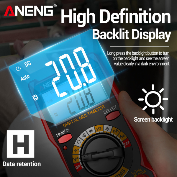 Фото - Мультиметр Aneng SZ309 600V AC/DC Voltage, 10A AC/DC Current, LCD з підсвіткою, TRUE RMS, 2 батарейки ААА (в комплекті не пост.)