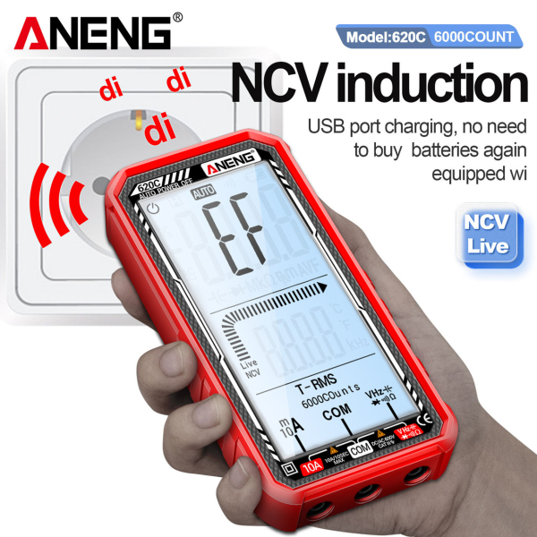 Фото - Мультиметр Aneng 620C 600V AC/DC Voltage, 10A AC/DC Current, NCV, LCD з підсвіткою, True RMS, Smart, літієвий аукумулятор