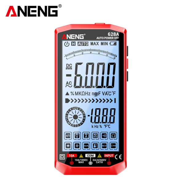 Фото - Мультиметр Aneng 628A 750V AC / 1000V DC Voltage, 10A AC/DC Current, NCV, LCD з підсвіткою, Smart, літієвий акумулятор
