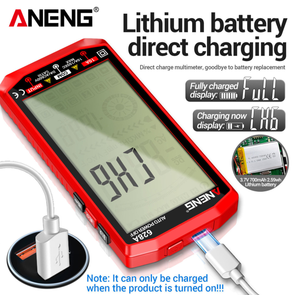 Фото - Мультиметр Aneng 628A 750V AC / 1000V DC Voltage, 10A AC/DC Current, NCV, LCD з підсвіткою, Smart, літієвий акумулятор