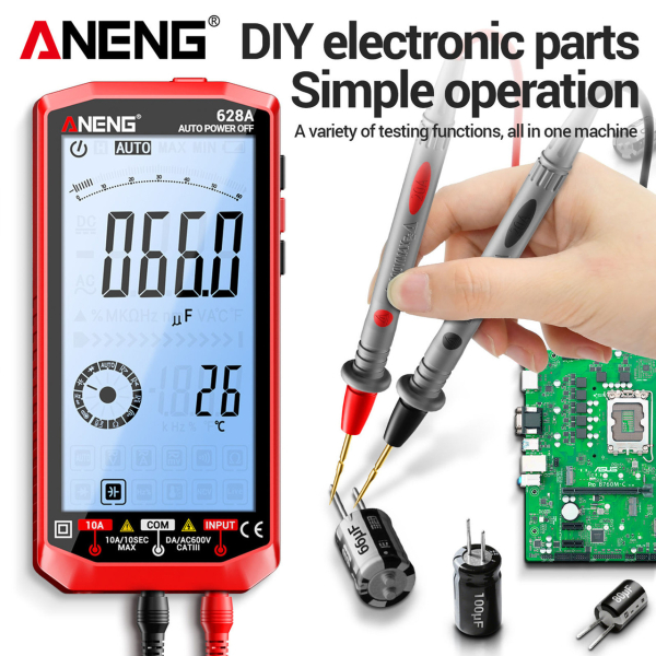 Фото - Мультиметр Aneng 628A 750V AC / 1000V DC Voltage, 10A AC/DC Current, NCV, LCD з підсвіткою, Smart, літієвий акумулятор