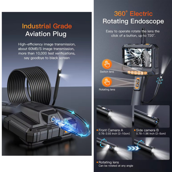 Фото - Ендоскоп поворотний ANESOK G10 PRO 360 2 камери 5 метрів
