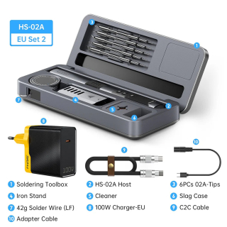 Фото - FNIRSI 100W HS-02A BOX + 6 жал паяльна станція + блок живлення