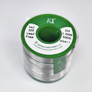 Фото - Припой Kewei Sn96.5Ag3.0Cu0.5 SAC305 (безсвинцевий зі сріблом) з флюсом діам. 2.0мм 500гр.