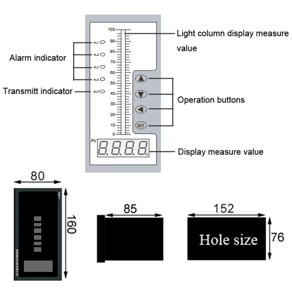 Фото - Контроллер рівня рідини AGMS84A, AC/DC85-240V, 4-20mA, 4relay, 80*160mm