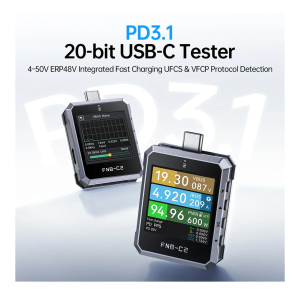 Фото - FNIRSI FNB-C2 USB тестер цифровий (струм / напруга / потужність)