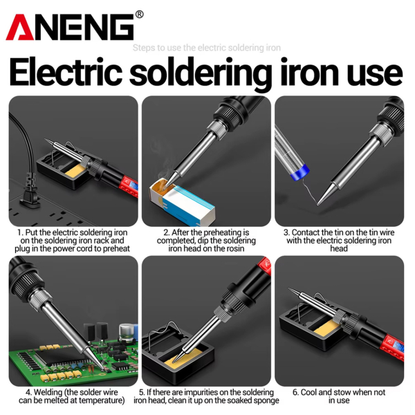 Фото - Електричний паяльник ANENG SL06 (60W), комплект 17 предметів, цифровий дисплей та терморегулятор